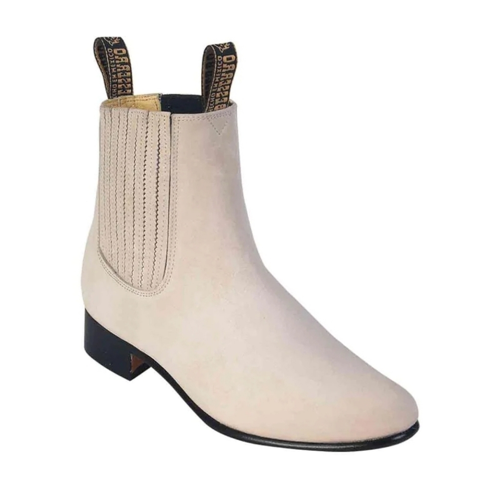 EL BESSERRO Men's Charro Ankle Boot Leather Nobuck Bone Sz: 6